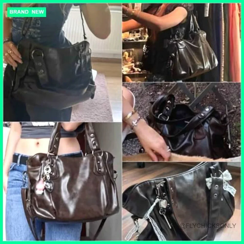 Large Vintage Hobo Shoulder Bag, Vegan Leather Crossbody Purse, Adjustable Strap